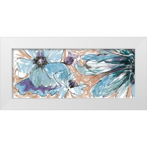 Blue Flowerrs 2 White Modern Wood Framed Art Print by Butcher, Sarah