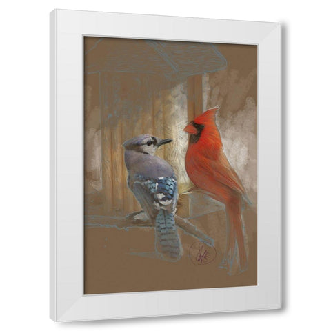 Perched Buddies White Modern Wood Framed Art Print by Butcher, Sarah