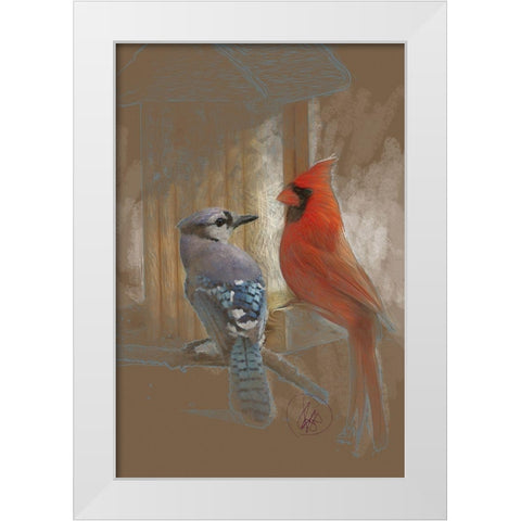 Perched Buddies White Modern Wood Framed Art Print by Butcher, Sarah