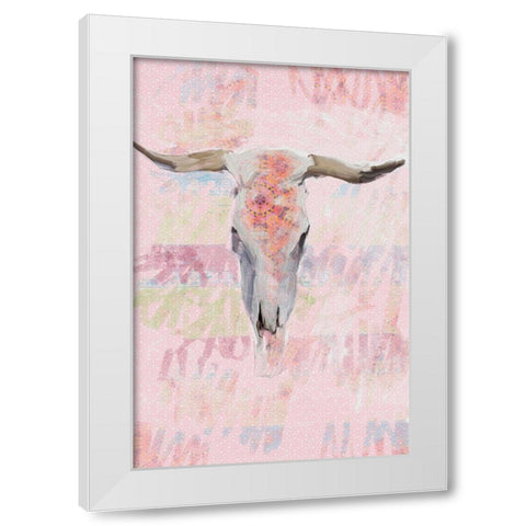 Southwest Cow Skull White Modern Wood Framed Art Print by Butcher, Sarah