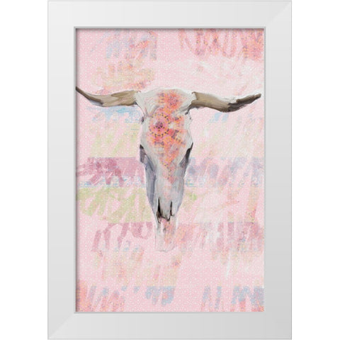 Southwest Cow Skull White Modern Wood Framed Art Print by Butcher, Sarah