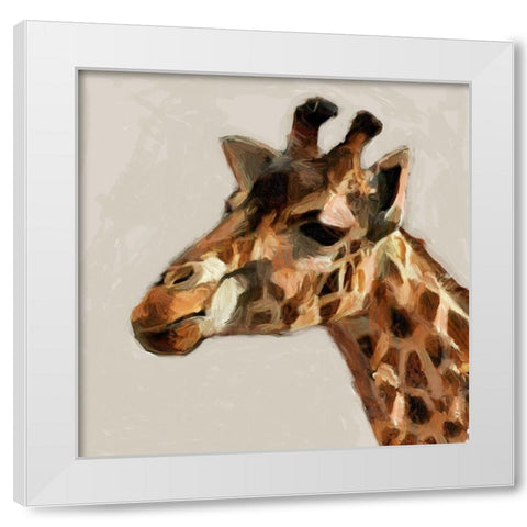 Giraffe Portrait White Modern Wood Framed Art Print by Butcher, Sarah
