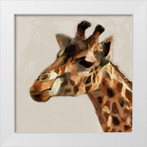 Giraffe Portrait White Modern Wood Framed Art Print by Butcher, Sarah