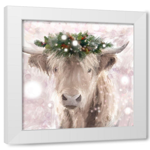 Highland Cow White Modern Wood Framed Art Print by Butcher, Sarah
