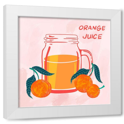 Orange Juice White Modern Wood Framed Art Print by Swati, Siotia