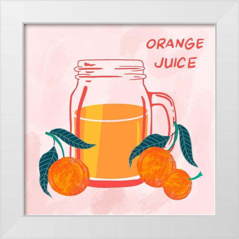 Orange Juice White Modern Wood Framed Art Print by Swati, Siotia