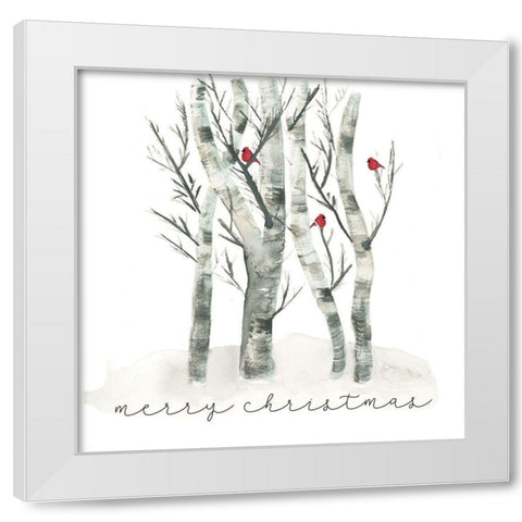 Christmas Cardinals 1 White Modern Wood Framed Art Print by vdk atelier