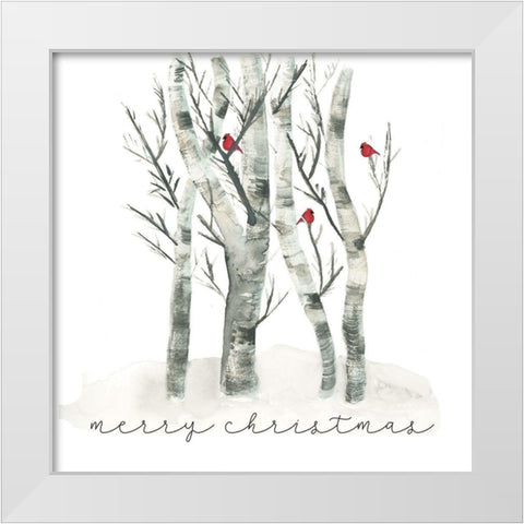 Christmas Cardinals 1 White Modern Wood Framed Art Print by vdk atelier