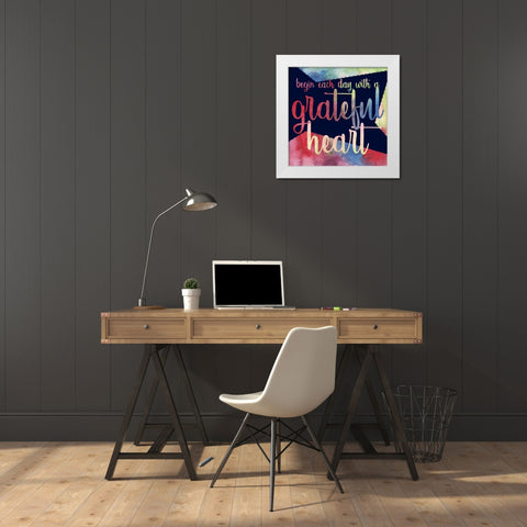 Rainbow Grateful Heart White Modern Wood Framed Art Print by Stella & Jack Studio