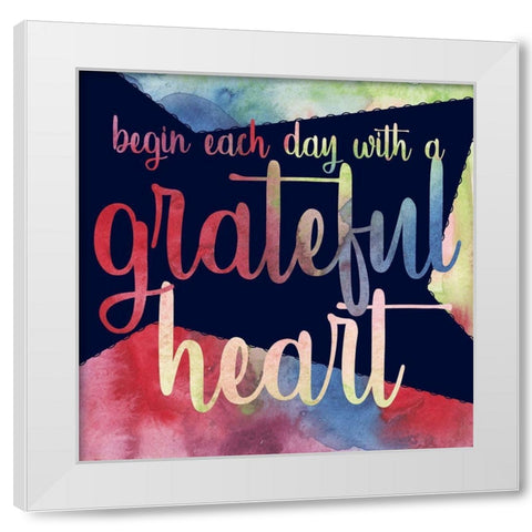 Rainbow Grateful Heart White Modern Wood Framed Art Print by Stella & Jack Studio