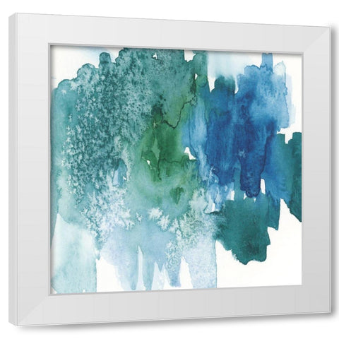 Aqua Abstract White Modern Wood Framed Art Print by vdk atelier