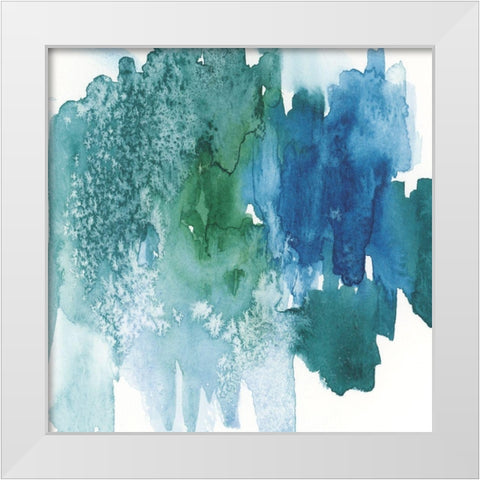 Aqua Abstract White Modern Wood Framed Art Print by vdk atelier