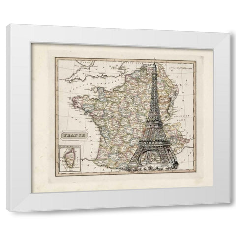Eiffel Tower Map White Modern Wood Framed Art Print by Carlson, Tina