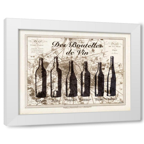 Paris Wine Bottles White Modern Wood Framed Art Print by Carlson, Tina