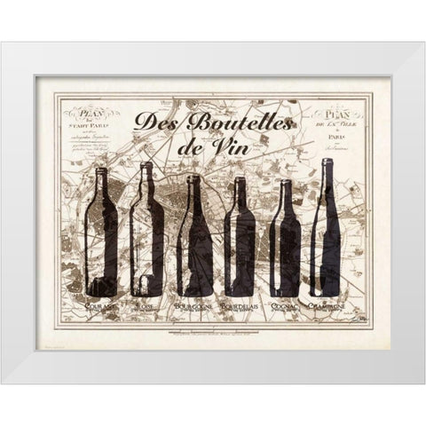 Paris Wine Bottles White Modern Wood Framed Art Print by Carlson, Tina