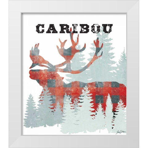 Plaid Caribou White Modern Wood Framed Art Print by Carlson, Tina