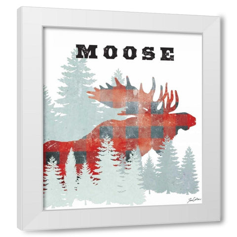 Plaid Moose White Modern Wood Framed Art Print by Carlson, Tina
