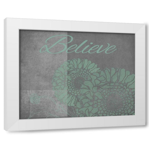 Floral Believe 5 White Modern Wood Framed Art Print by Carlson, Tina