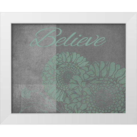 Floral Believe 5 White Modern Wood Framed Art Print by Carlson, Tina