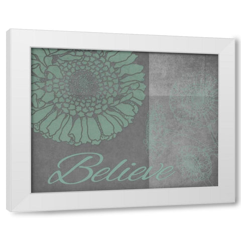 Floral Believe 6 White Modern Wood Framed Art Print by Carlson, Tina