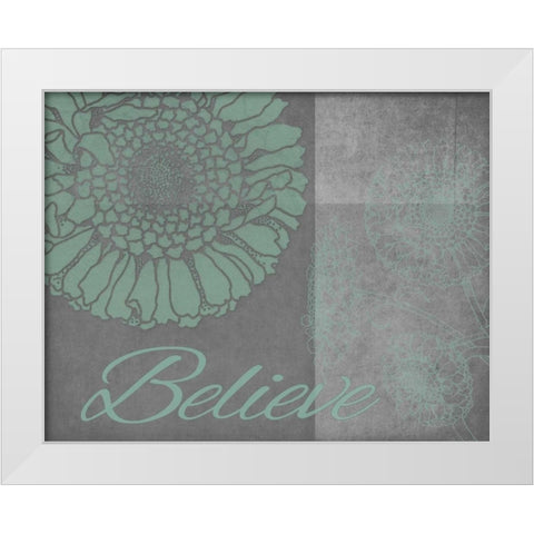 Floral Believe 6 White Modern Wood Framed Art Print by Carlson, Tina