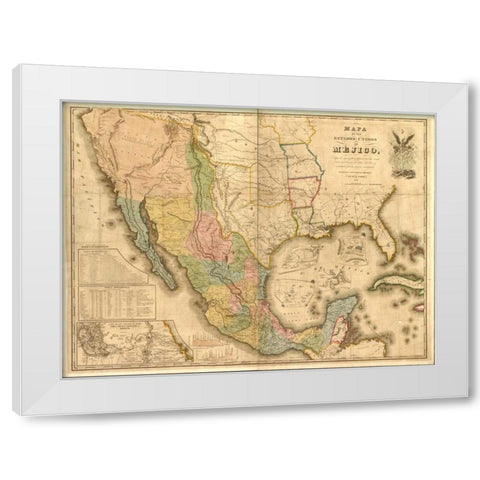 US Mexico White Modern Wood Framed Art Print by Carlson, Tina