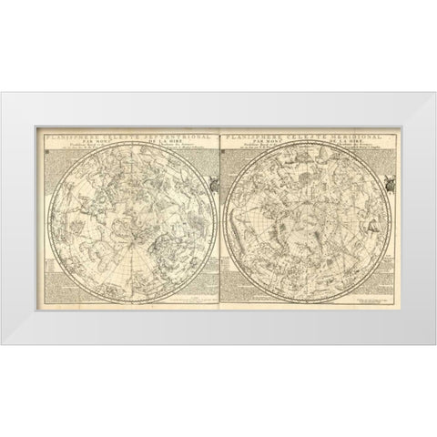 Planisphere Celeste White Modern Wood Framed Art Print by Carlson, Tina