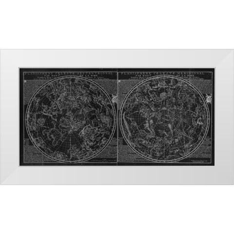 Planisphere Celeste BW White Modern Wood Framed Art Print by Carlson, Tina