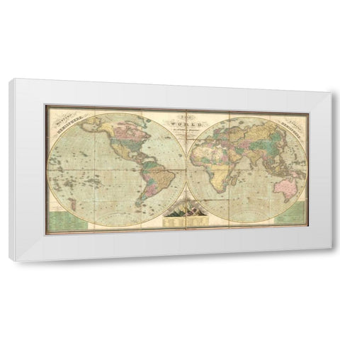 Tattered World Map White Modern Wood Framed Art Print by Carlson, Tina