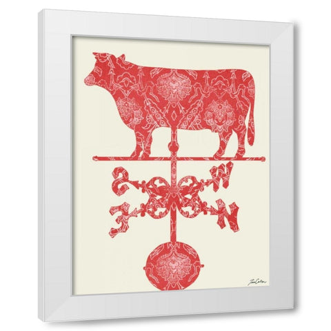 Weather Vane Cow White Modern Wood Framed Art Print by Carlson, Tina