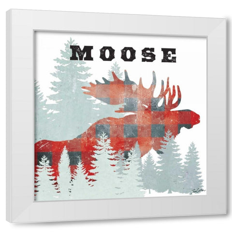 Moose Plaid White Modern Wood Framed Art Print by Carlson, Tina