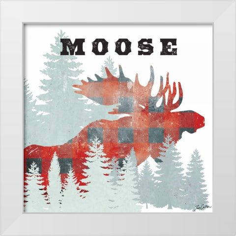 Moose Plaid White Modern Wood Framed Art Print by Carlson, Tina