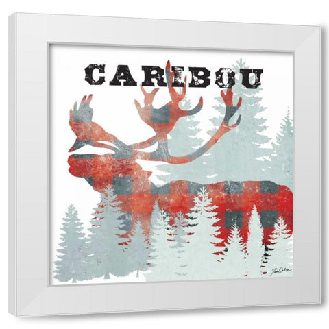 Plaid Caribou White Modern Wood Framed Art Print by Carlson, Tina