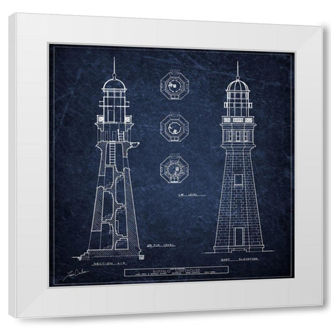 Buffalo Lighthouse Navy White Modern Wood Framed Art Print by Carlson, Tina