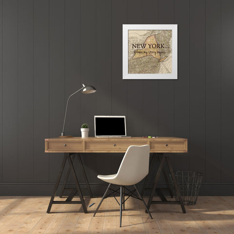 New York Story White Modern Wood Framed Art Print by Carlson, Tina