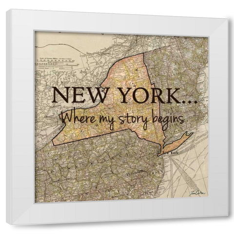 New York Story White Modern Wood Framed Art Print by Carlson, Tina