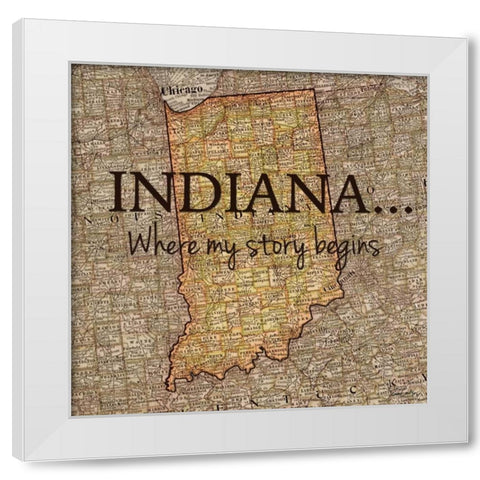 Story Indiana White Modern Wood Framed Art Print by Carlson, Tina