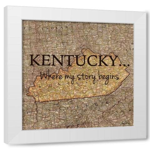 Story Kentucky White Modern Wood Framed Art Print by Carlson, Tina