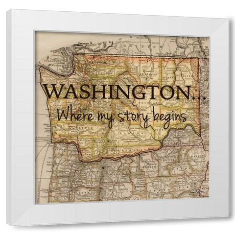 Story Washington White Modern Wood Framed Art Print by Carlson, Tina