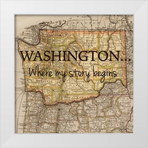 Story Washington White Modern Wood Framed Art Print by Carlson, Tina