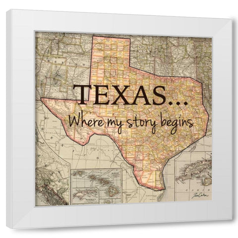 Story Wisconsin White Modern Wood Framed Art Print by Carlson, Tina