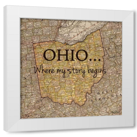Story Ohio White Modern Wood Framed Art Print by Carlson, Tina