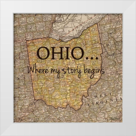 Story Ohio White Modern Wood Framed Art Print by Carlson, Tina