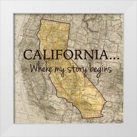 Story California White Modern Wood Framed Art Print by Carlson, Tina