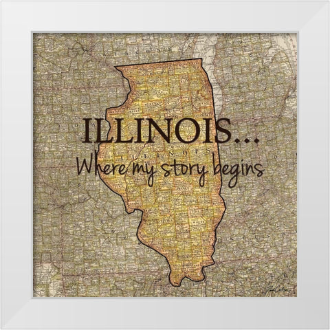 Story Illinois White Modern Wood Framed Art Print by Carlson, Tina