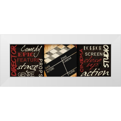 LIGHTS CAMERA ACTION D White Modern Wood Framed Art Print by Greene, Taylor