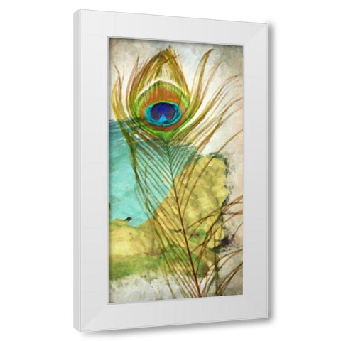 PEACOCK FEATHER 1 White Modern Wood Framed Art Print by Greene, Taylor