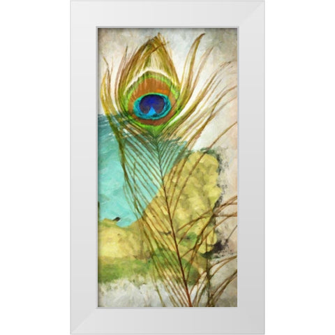 PEACOCK FEATHER 1 White Modern Wood Framed Art Print by Greene, Taylor