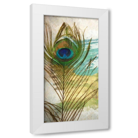 PEACOCK FEATHER 2 White Modern Wood Framed Art Print by Greene, Taylor