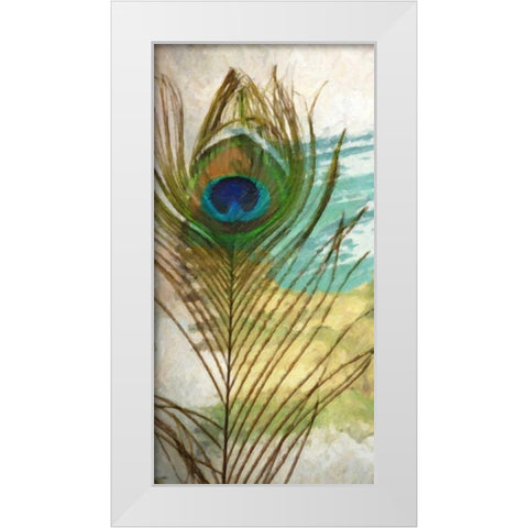 PEACOCK FEATHER 2 White Modern Wood Framed Art Print by Greene, Taylor